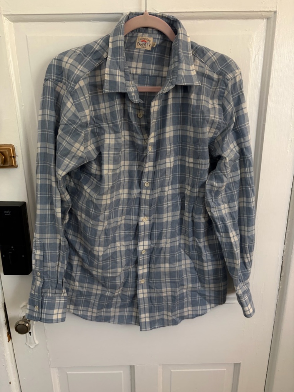 Faherty Men's Plaid Button-Down Shirt - Light Blue & White
